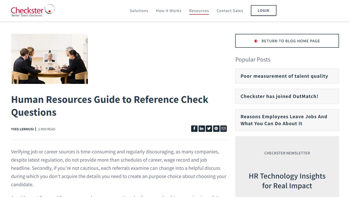 Human Resources Guide to Reference Check Questions - Checkster